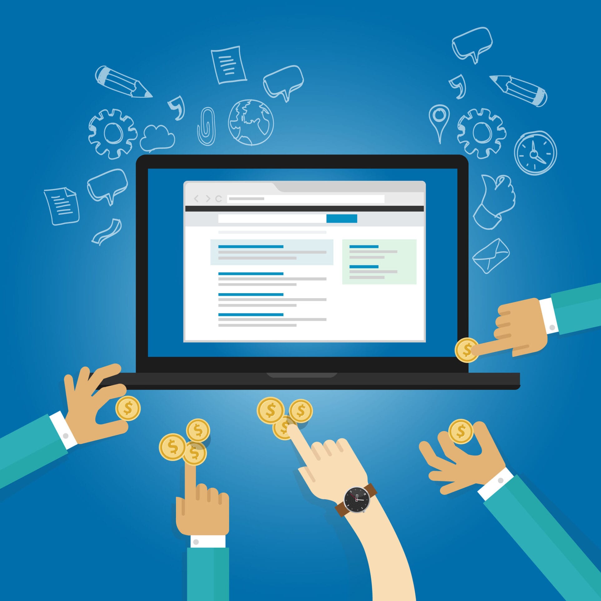 ads bidding online advertising pay realtime per click view payment contribution donation Professional Marketing software